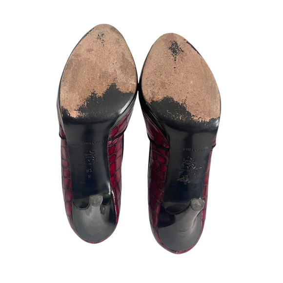 VTG Claudia Ciuti Dark Red Croc Shoe Open Toe Pump 9.5 - Picture 8 of 10